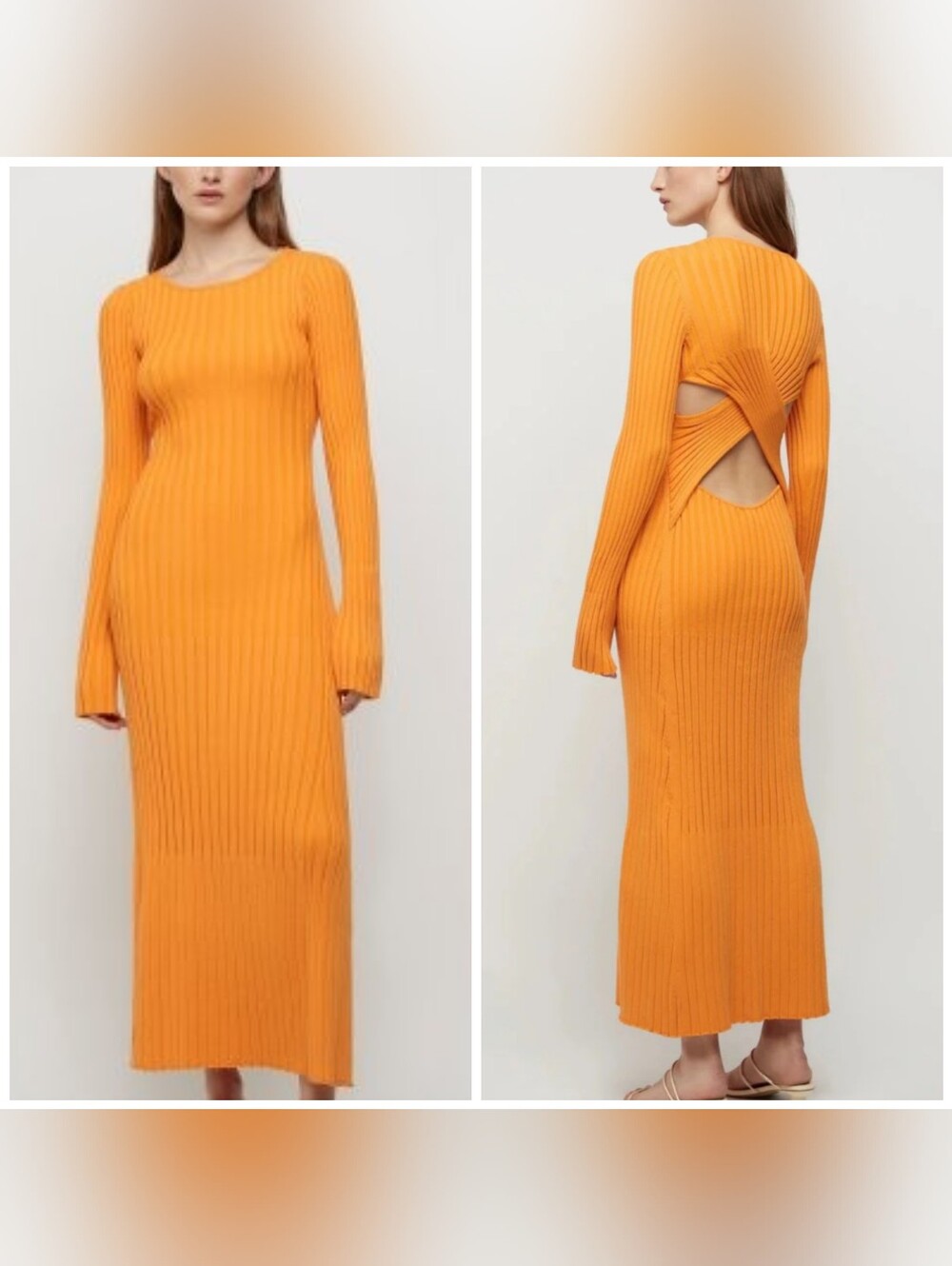 Friend Of Audrey Lowry Cross-Back Knit Maxi Dress, Medium, Yellow, Long Sleeve